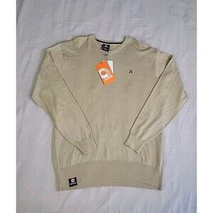 Akademiks Sweater Pullover Mens L Brown V Neck Cotton Knit Lightweight‎ Thin NEW